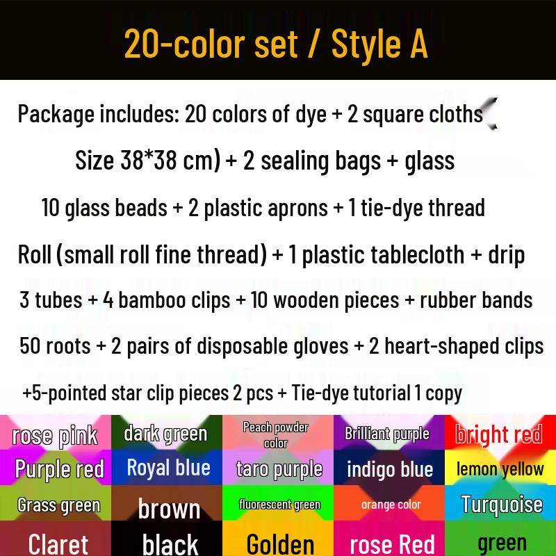 Miljövänligt Tie-Dye-kit: 20-färgade DIY-färger med 250 ml flaskor black