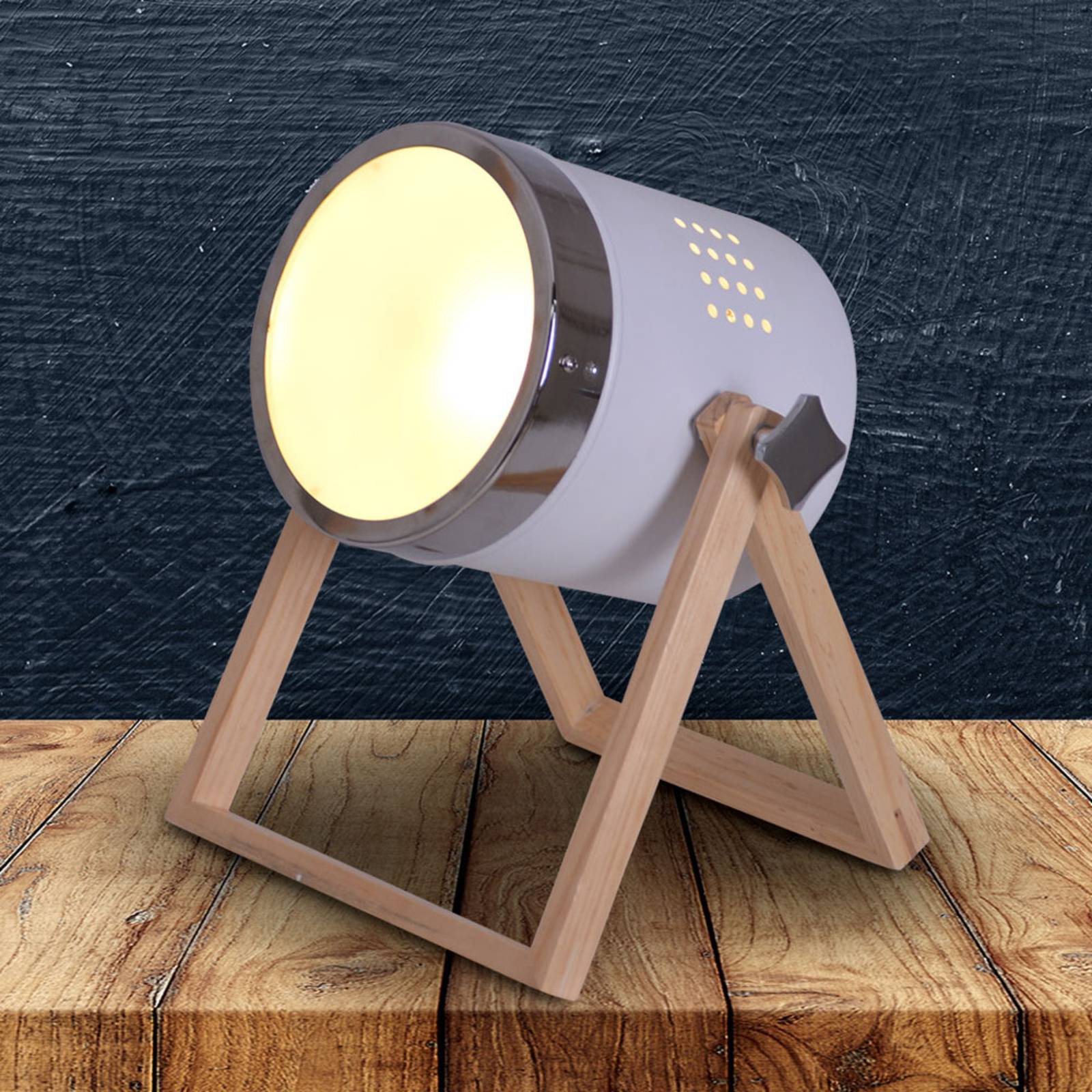 Näve Bordslampa Tim, Vitt / opal, Vardagsrum / matsal, Trä, Vintage, Bordslampa
