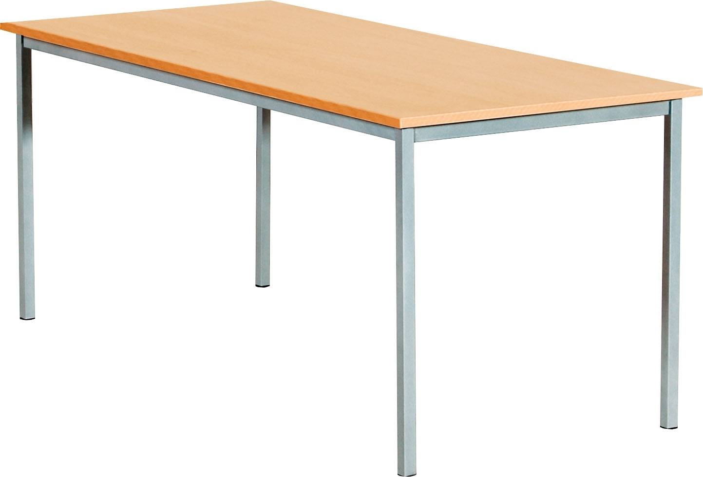 Kantinebord, 180x80 cm, bøg med alufarvet stel
