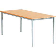 Kantinebord, 180x80 cm, bøg med alufarvet stel