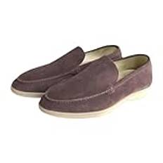 Fritidsskor herr platta slip-on halvskor | Loafer män läder slip-on skor | bekväma utan skosnören promenadskor arbetsskor | lätta enfärgade, träningsskor, vin, 45 EU