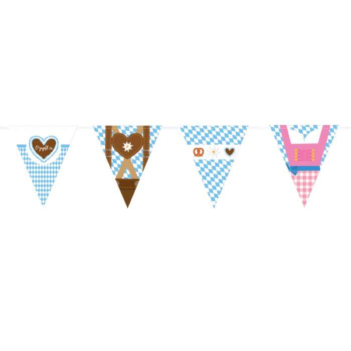 Vimpelguirlande med oktoberfest motiver - 4 m.