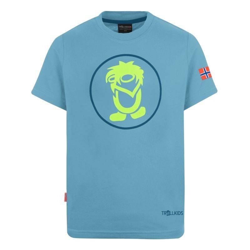Trollkids Troll T - T-shirt - Børn Dolphin Blue / Lime Child's height 116 cm