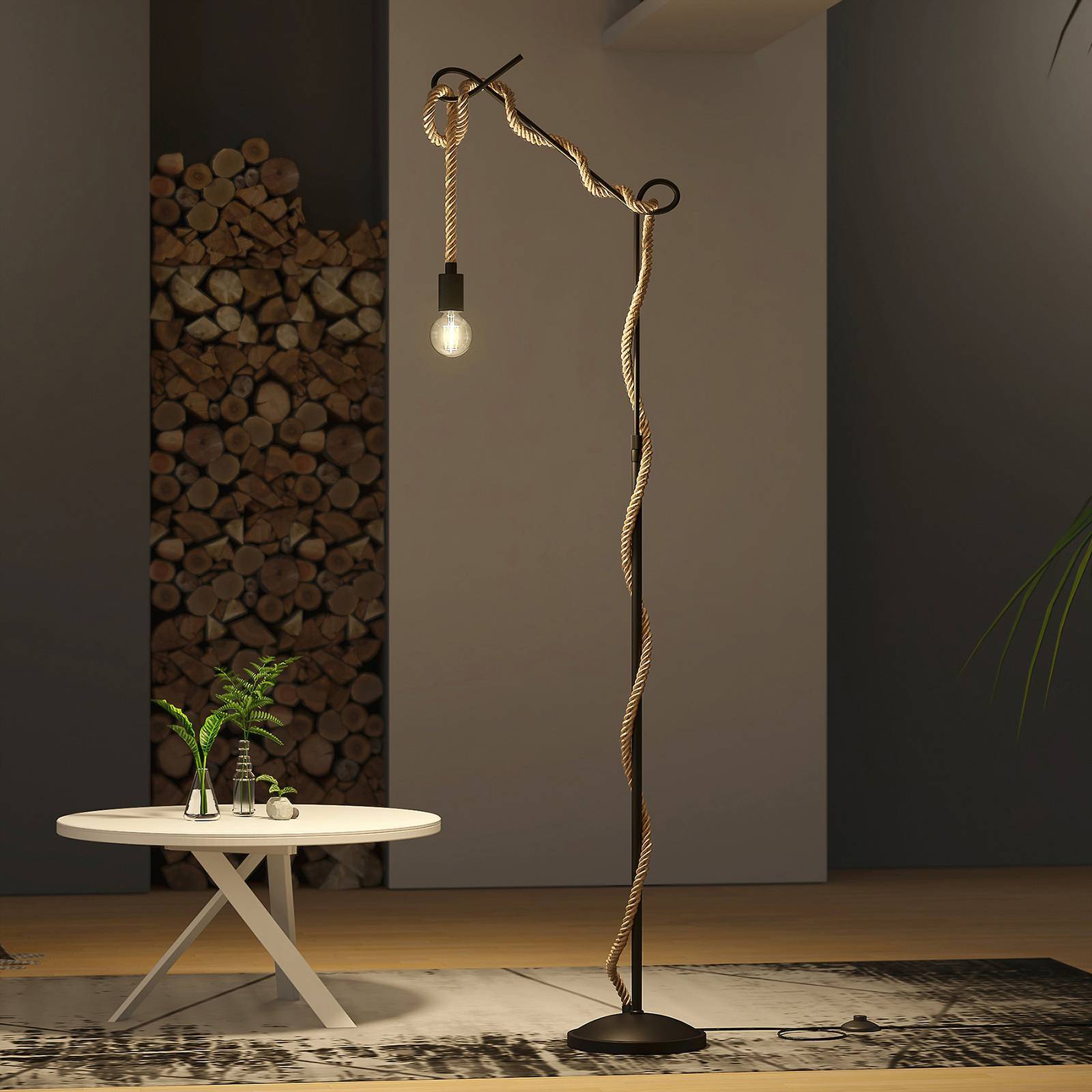 Golvlampa Ropina Lucande, Svart, Vardagsrum / matsal, Metall, Vintage, Golvlampa