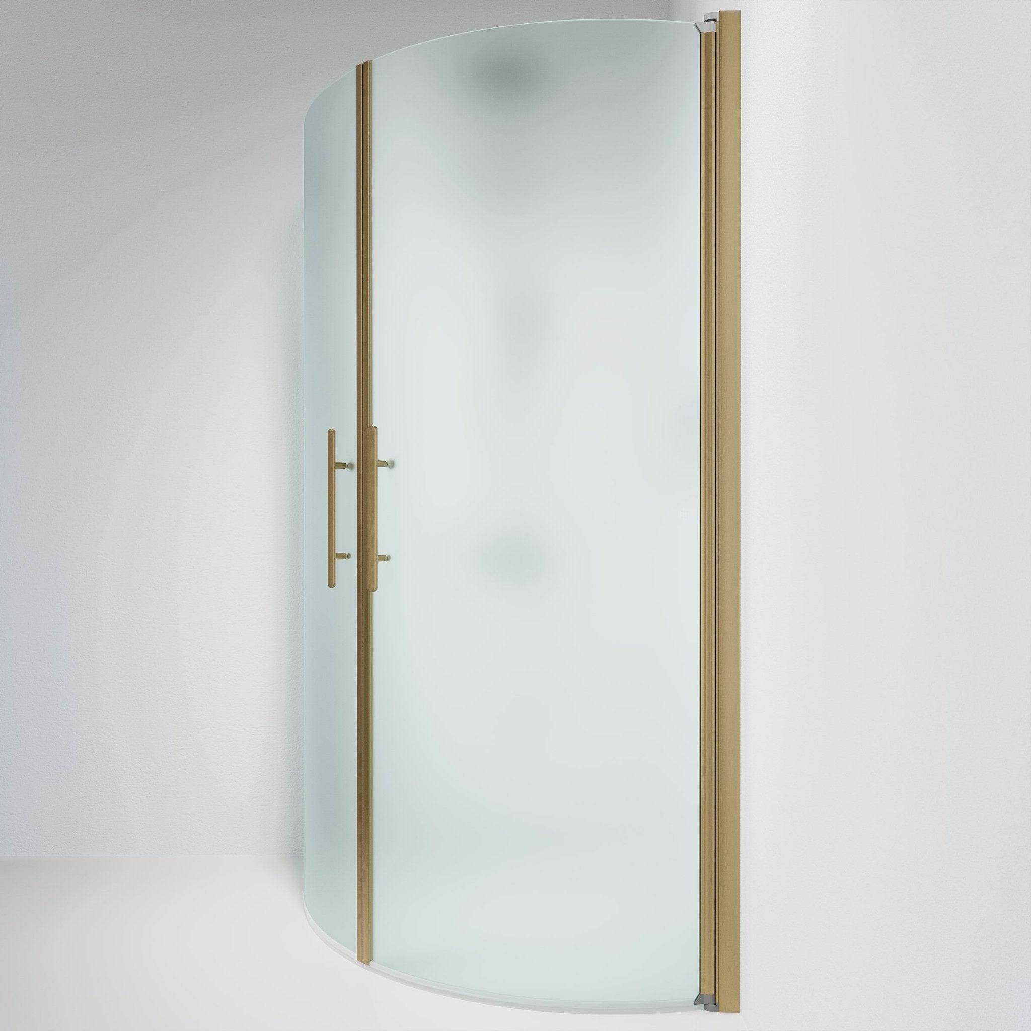 Vänern Brusehjørne, Buet, Bronze Profil, Frostet Glas - 90 x 100 cm