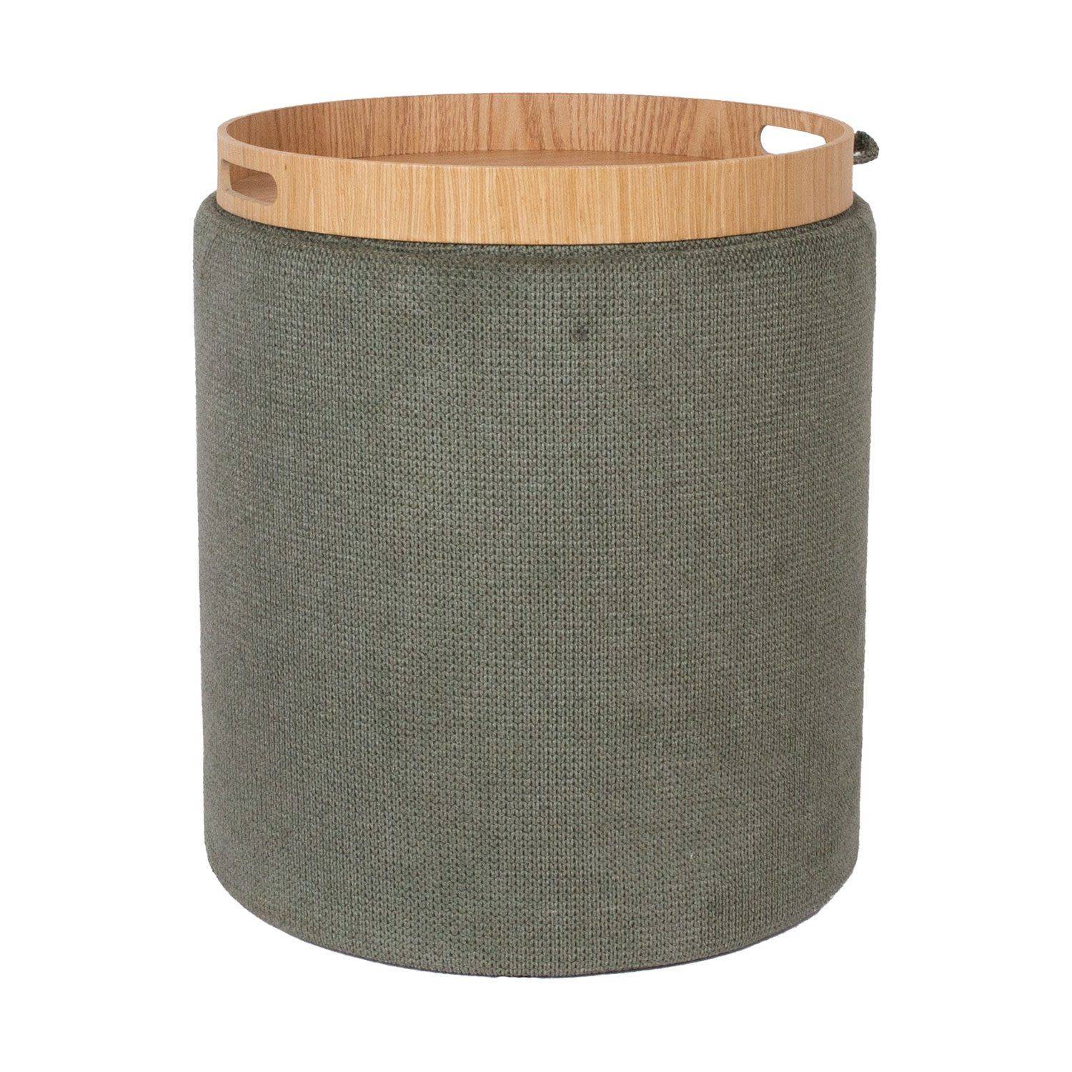 Ottoman/bord Hiro med förvaring och bricka 39x44 cm - Grön Sittpuff Trä