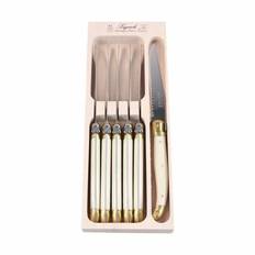 Laguiole Steakkniv - 6 stk. - Rustfrit stål 18/8 - Ivory/stål/messing