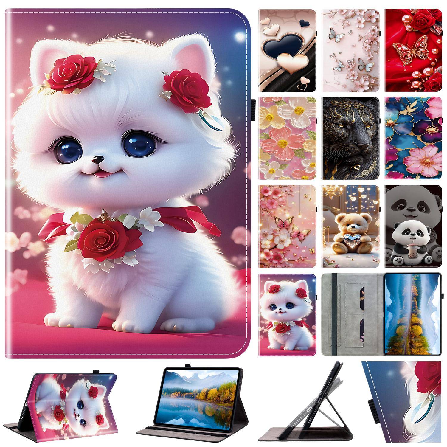 Läderfodral för RedMi K Pad 2  8.8  Pad 2 SE 8.7 11 10.61  Stödfodral Xiaomi Pad 5 6 7 Pro “11.2” 12.4 PU-läder Tablettfodral pink