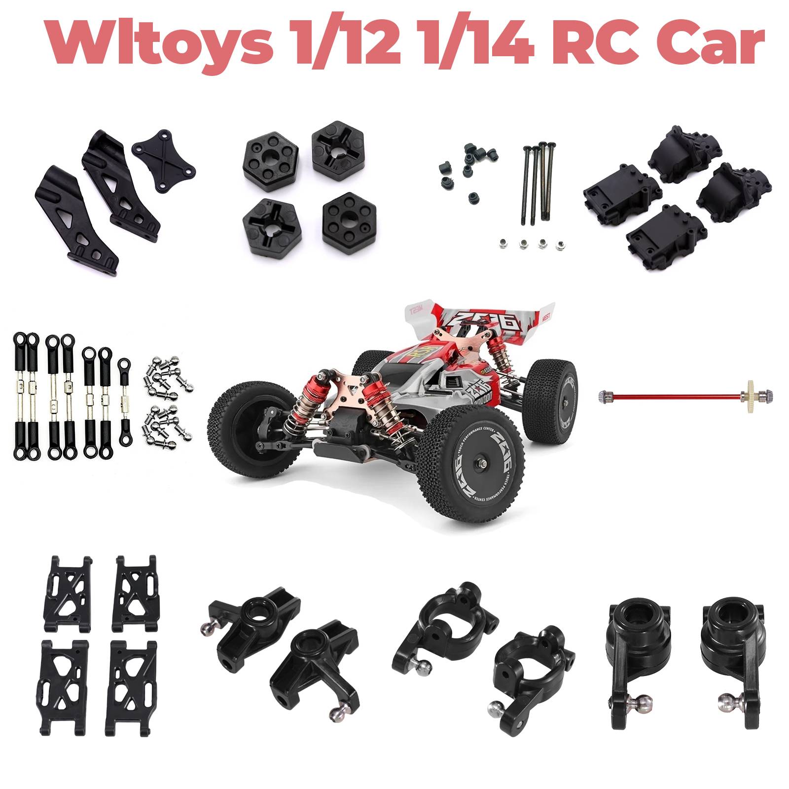 Wltoys 144001 144002 144010 124007 124016 124017 124019 Tie Rod Linkage Servo Link Rod Steering Cup Set RC Car Spare Parts