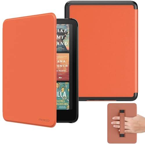 MoKo Case for 7" Kindle Paperwhite 12th Gen 2024 & Colorsoft, Orange | for Signature Edition 2024, Lightweight Cover with Hand Strap, Auto Wake/Sleep