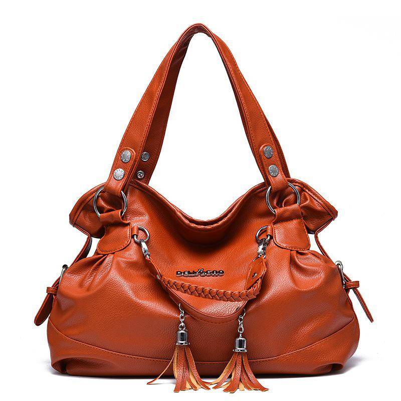 Mode kvinnor PU-läder Crossbody axelväska Tote Messenger Hobo Bag svart
