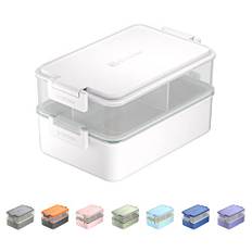 linoroso Lunchbox Erwachsene Brotdose mit 3 Fächern Bento Box mit Soßenbehälter und Geschirr Lunch Box für Mikrowelle und Spülmaschine Kunststoff BPA-frei Als Frühstücksbox Jausenbox Salatbox - Weiß