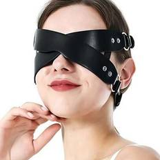 1 st Kvinnor Sexig Mask Ögonbindel Cosplay PU Läder Justerbar Mask Maskerad Ball Fancy Masker Fest Mask Tillbehör Halloween - Svart (En-Storlek)