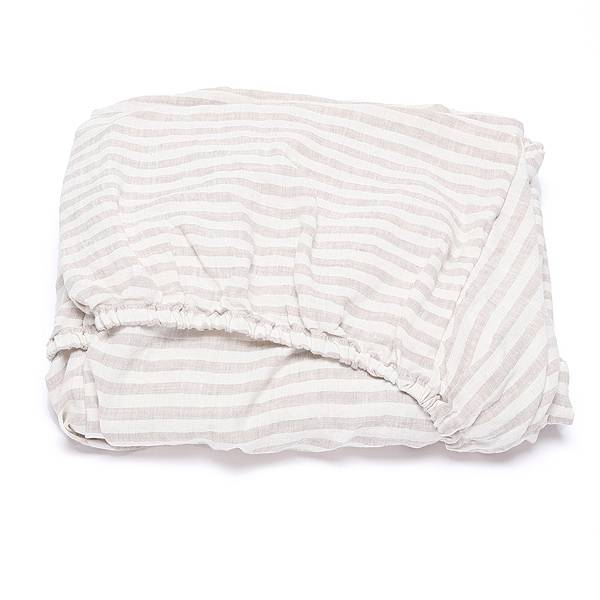 Faconlagen i hør, naturfarvet, forvasket, Ticking Stripe