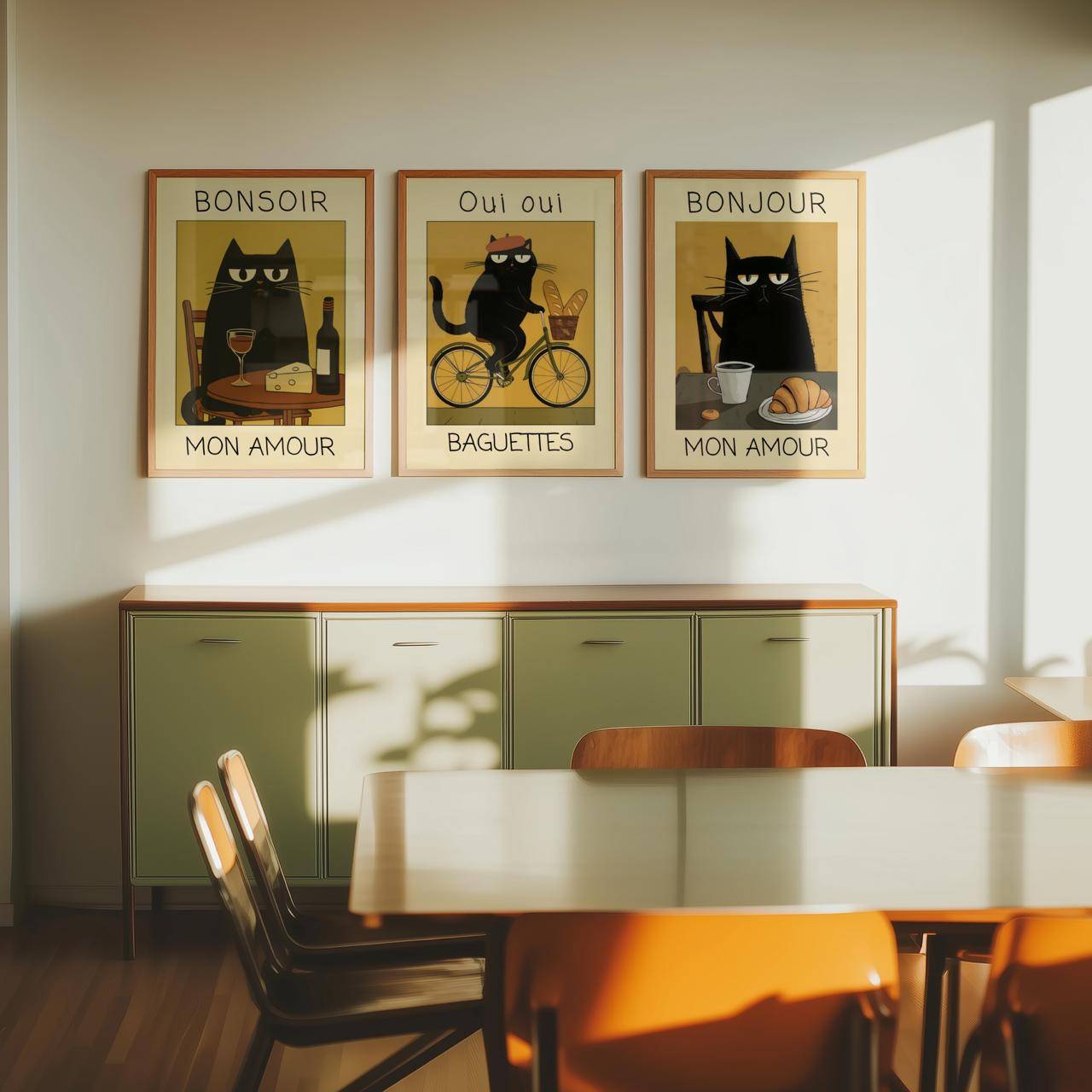 Bundle 3-pack Parisian Cat Trio - 50x70 cm