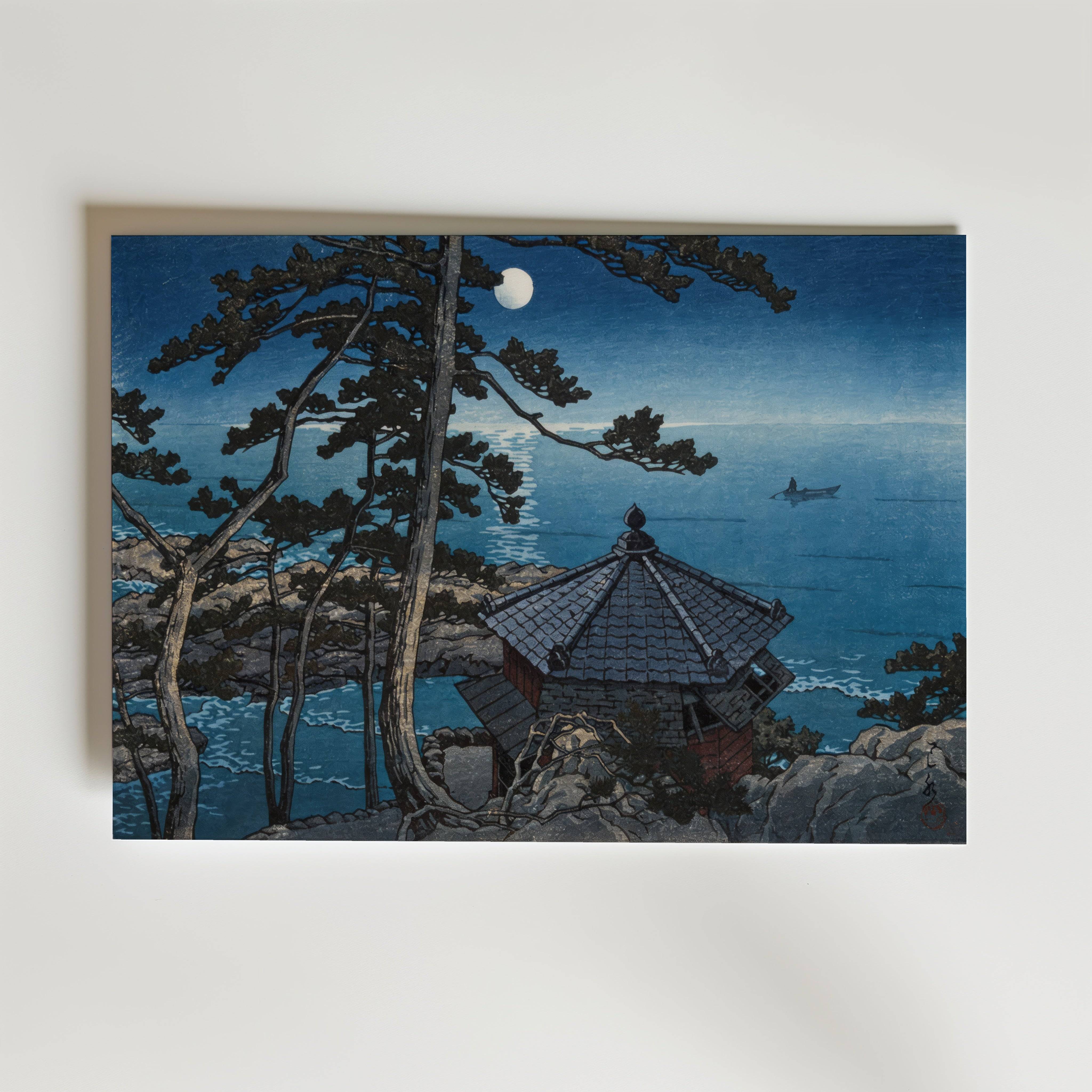 Moon at Goura Hasui Kawase Poster - Premium Canvas 40x50 cm