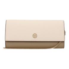 Tory Burch, Taske, Dame, Beige, ONE SIZE, Læder, Beige Læder Clutch Taske med Frontlogo
