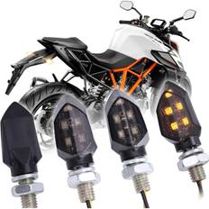 4 stk. Mini LED Motorcykel Blinklys, Vandtæt 12V, Kompatibel med Harley Kawasaki Yamaha Suzuki Honda