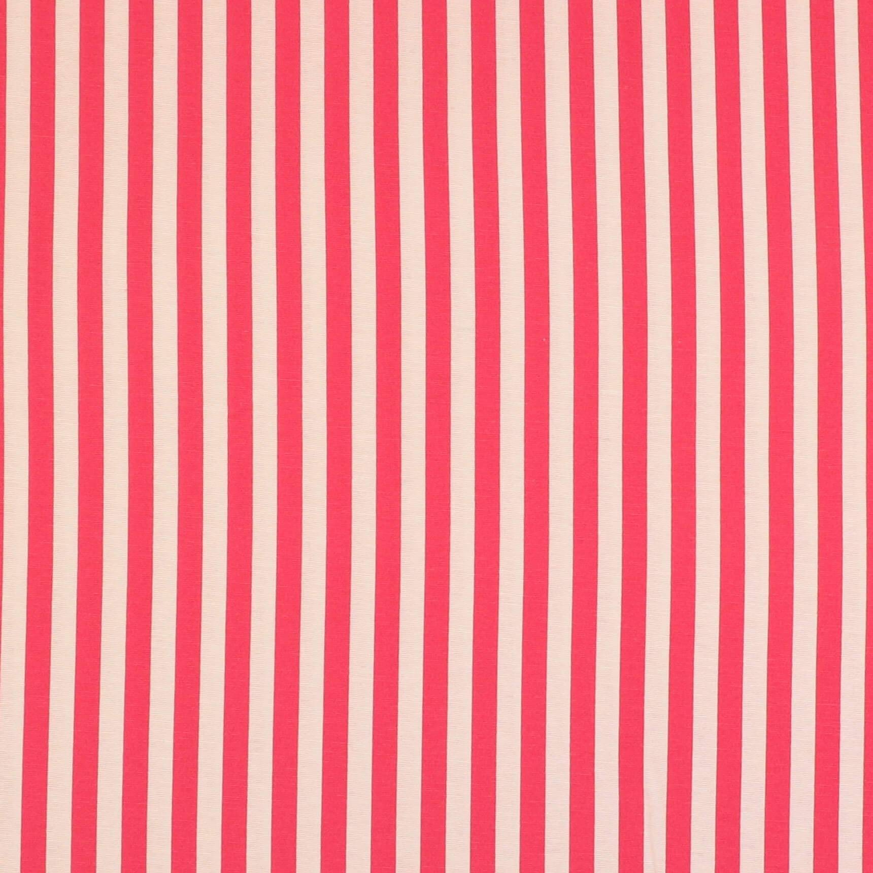 Striber i pink og hvid, 280 cm bred - 30% Polyester, 70% Bomuld