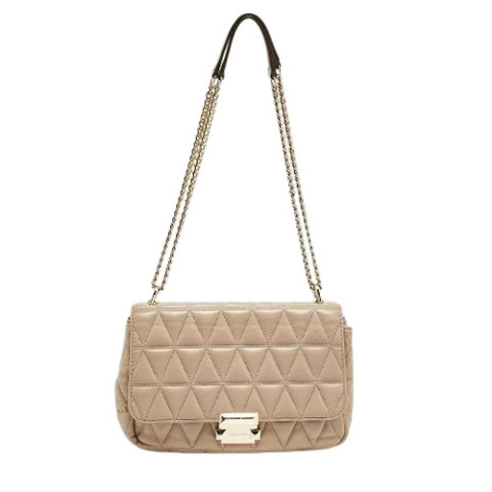 Michael Kors Pre-owned Pre-owned Læder Skuldertaske - Vintage - Dame - Beige - ONE SIZE - Uld