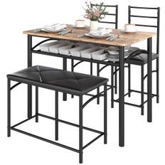 4 stk. Spisebord, spisebord med 2 stole, bænk, pladsbesparende spisestuegruppe, spisebordssæt til små rum, køkken, spisestue, br