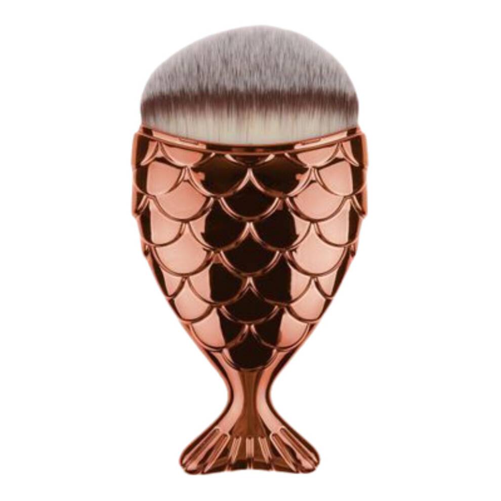 (Rose Gold)Makeup Tools Fishtail Foundation Brush Soft Bristles Plastic Material Woman Girl