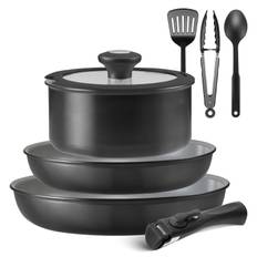 TEMU Pan Set With Removable Handle, Pans With Ceramic Nonstick, Induction Pan Set With Kitchen Utensils, For All Types Of Stoves, Bezia