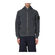 Stone Island, Sweatshirts & Hoodies, Herr, L, Grå Fleece Zip-Up Hoodie - gray (L)