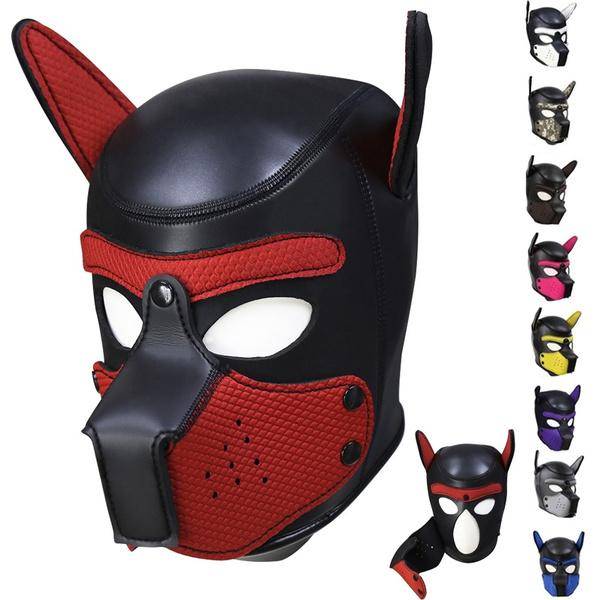 Neopren valphuva djurhuvudmask Nyhetsdräkt hundhuvudmasker