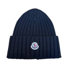 Moncler, Tilbehør, unisex, Sort, ONE SIZE, Uld, Ultrafin Uld Strik Hue Sort - ONE Size