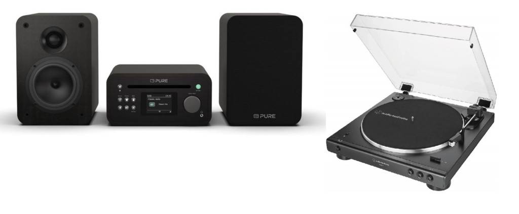 Pure Classic Vinyl Micro Stereo Paket Svart med Svart vinylspelare