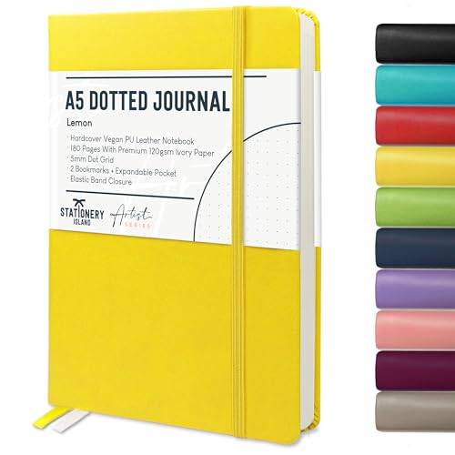 Stationery Island Bullet Dotted Journal, anteckningsbok A5 Dotted, 180 sidor premium 120 g/m² papper, inbunden journal, anteckningsbok prickad