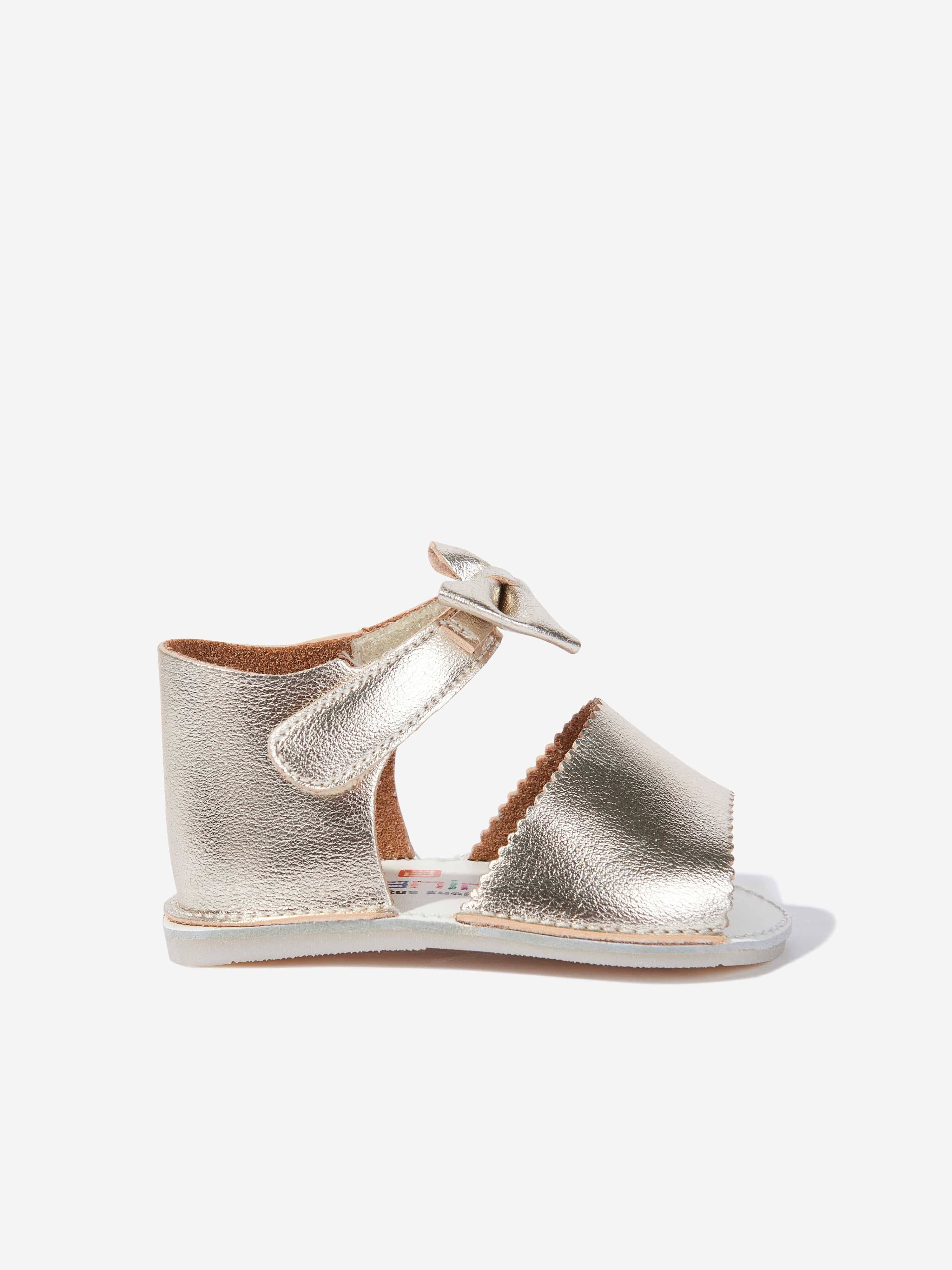 Andanines Baby Girls Bow Sandals in Gold - Gold / EU 17 UK 1