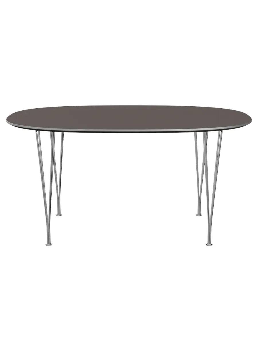 Piet Hein B612 Superellipse spisebord, 150 x 100 cm fra Fritz Hansen Grå laminat m. alukant - Jacobsen Plus