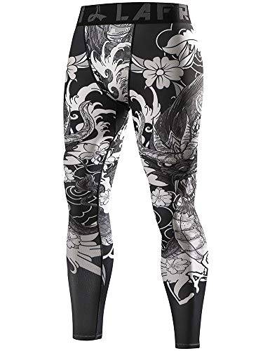 LAFROI Men's Quick Dry Cool Compression Fit Tights Leggings Waistbands-YSK08,Dragon Size XL
