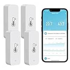 Comboss Zigbee trådlös temperatur- och fuktighetssensor för inomhus- och utomhusbruk, med fjärrapplikationsaviseringar och kompatibel med Tuya-appen (4 st)