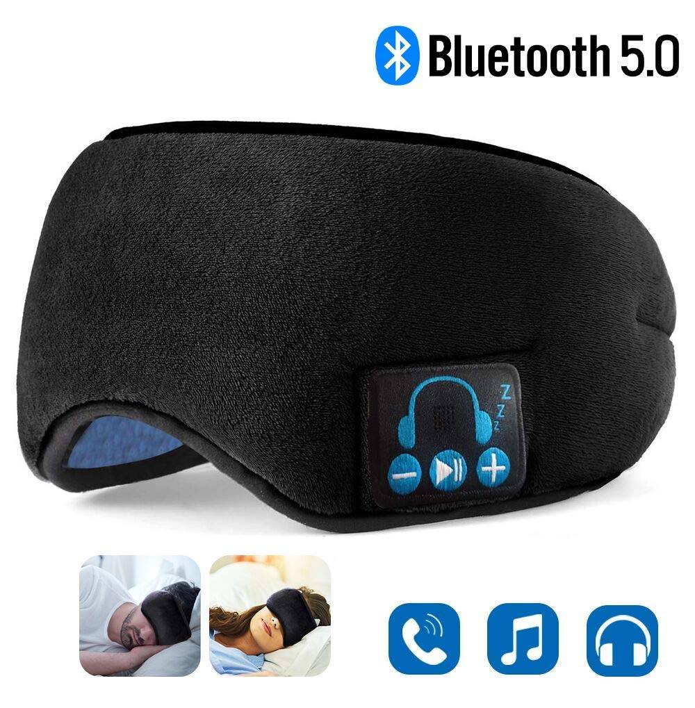 Sömnhörlurar sömnögonmask bluetooth trådlöst sömnhuvudband supermjukt tvättbar trådlös musikresehjälp - Grå