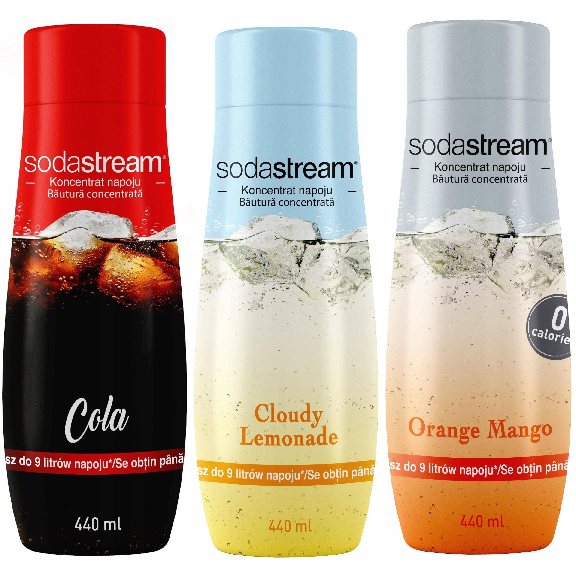 Set of 3 SodaStream concentrates Cola+Lemonade+Orange-Mango