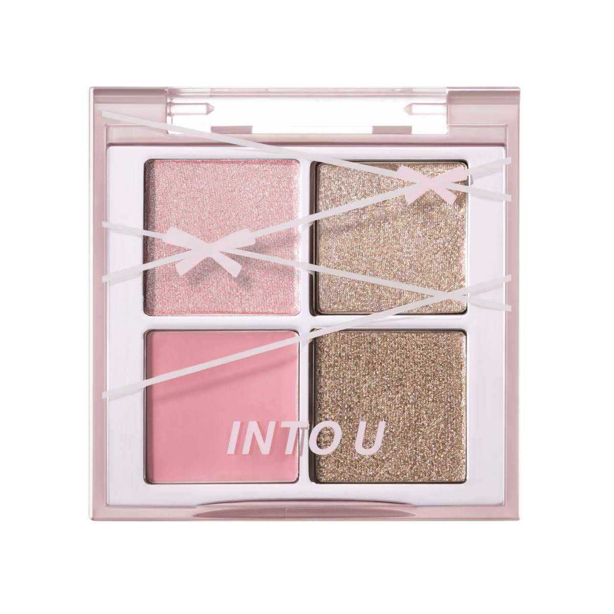 INTO U Eyeshadow Palette Glossy Glitter Pearl Tipsy Multi-Palette 4-Color (TP01 Peach)
