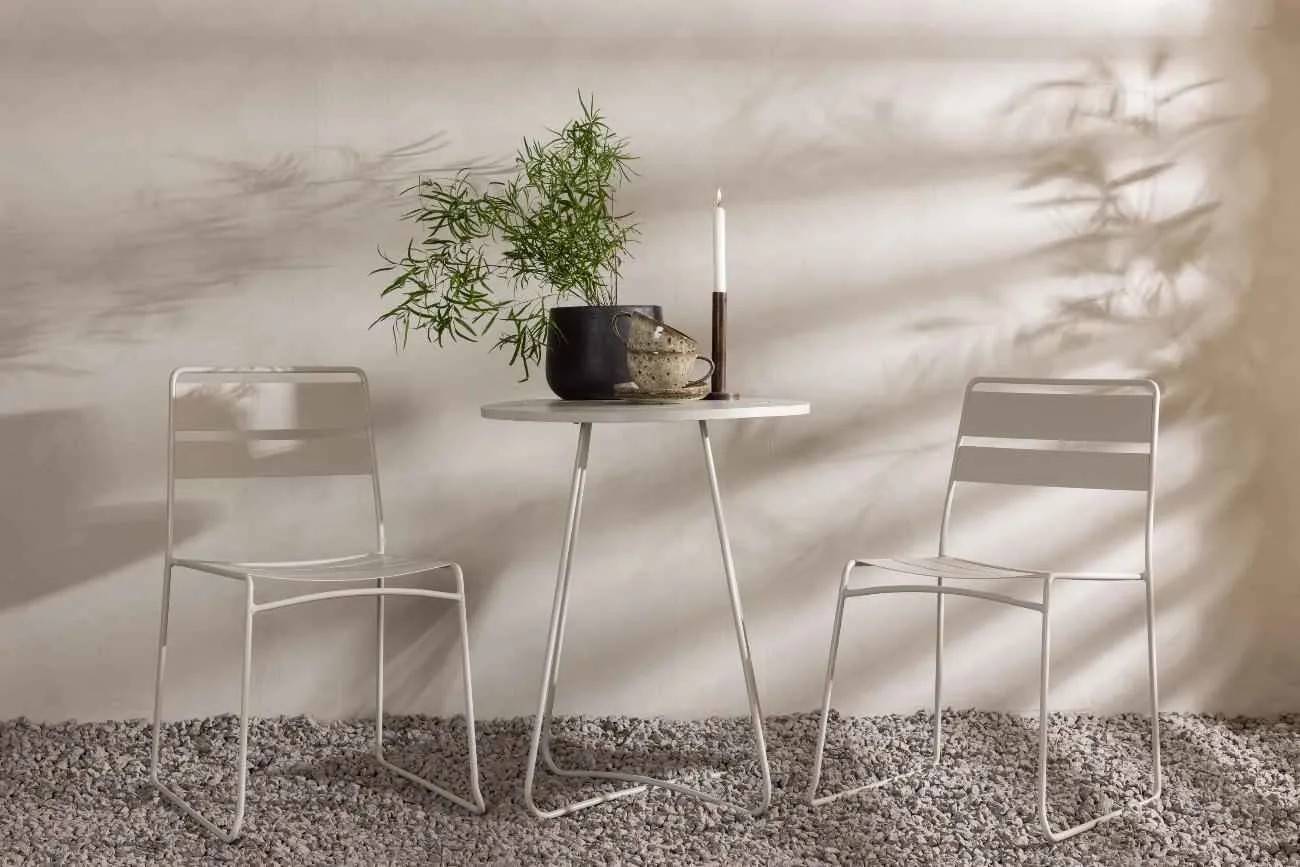 Bacong & Lina - ø60 cm med 2 stolar - Matgrupper utomhus - beige