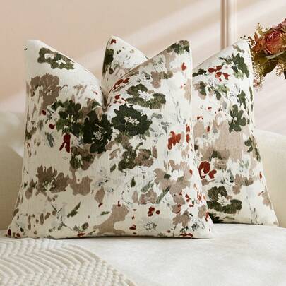 1 st/2 st vintage prydnadskuddfodral med växt- och blommönster, modernt retro, bekvämt jacquard i chenille + fuskcashmere, dekorativt kuddfodral för h - Grön (40*40,45*45,30*50,50*50,2st 40*40,2st 30*50,2st 50*50,2st 45*45)