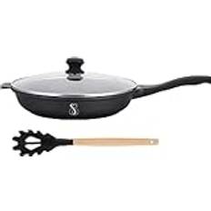 Stone&Stone Non-stick stekpanna 32 cm i stenstål induktionsbotten, kock professionell stekpanna, tysk teknik sparar 50% energiräkningar + lock