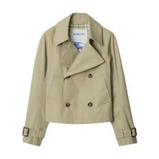 Burberry, Jacka, Dam, S, Bomull, Beige Dubbelknäppt Jacka med Checkfoder - beige (S)