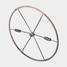 Båtratt segelbåt Lewmar Folding, vikbar, rostfritt stål & älgskinn, Ø810 mm, passar 1" (25 mm) rattaxel, beige/silver