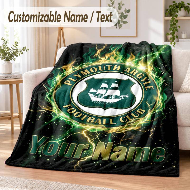 Personlig text flanellfilt Plymouth Argyle FC tryck Varm mysig filt Hem soffa sängkläder