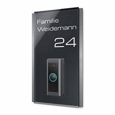 Edles Klingelschild für alle gängigen Funkklingeln - aus Edelstahl und Acrylglas | kompatibel mit allen Video Doorbells & Funk Klingeln | individuell anpassbare Klingelplatte