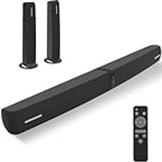 Assistrust Soundbar, 90 W soundbar för smart TV, Bluetooth-soundbar med trådbunden och trådlös anslutning, dynamisk volymökning, ARC/optisk/AUX-kablar och fjärrkontroll, 2-i-1 avtagbar soundbar för TV