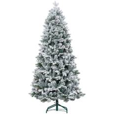Kunstigt juletræ 180 cm med 1489 spidser og kunstig sne foldbart med metalfod til festlig juledekoration i grøn