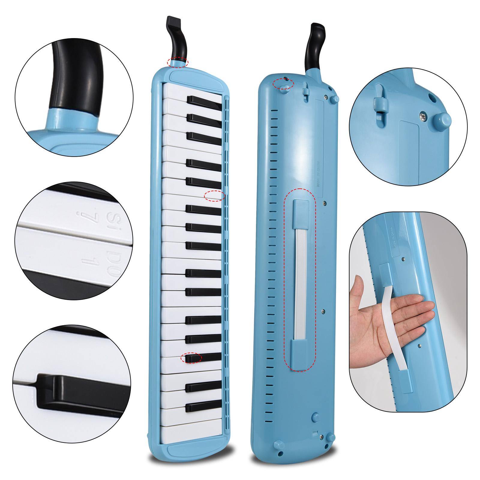 37 Keys Melodica Instrument Melodica Air Piano Keyboard with 2 Soft Blow Pipe 2 Blowing Nozzles Melodica Wind