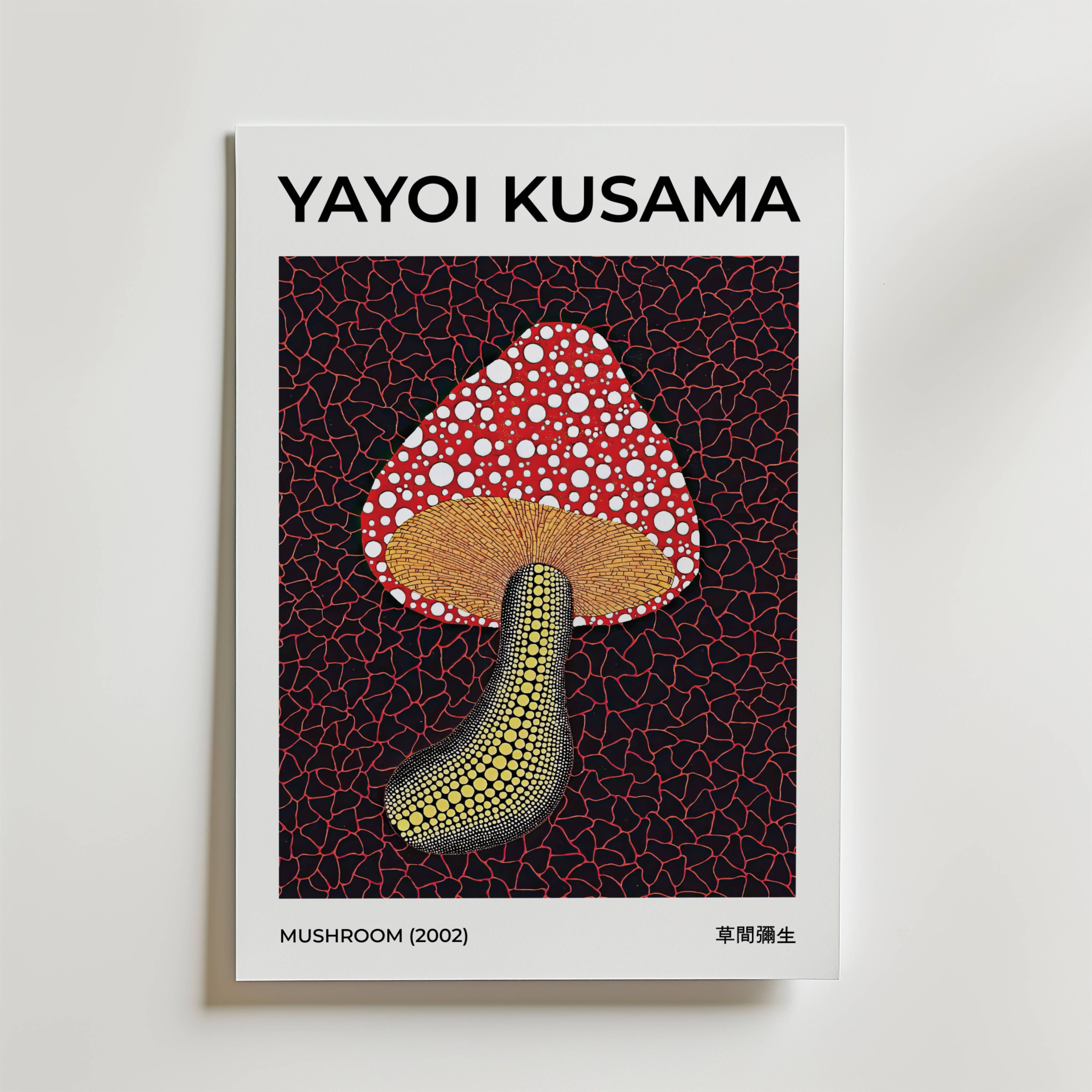 Yayoi Kusama Mushroom 2002 Poster - Premium Canvas 50x70 cm